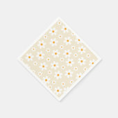 Retro Groovy Daisy Tan Birthday Paper Tellers Serviette (Ecke)