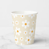 Retro Groovy Daisy Tan Birthday Pappbecher (Links)