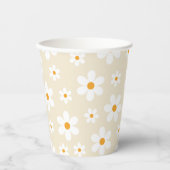 Retro Groovy Daisy Tan Birthday Pappbecher (Vorderseite)