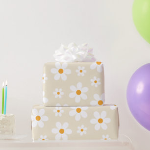 Retro Groovy Daisy Tan Geburtstagsgeschenk Welpenp Geschenkpapier