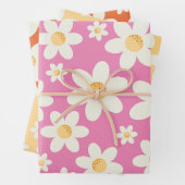 Retro Groovy Daisy Wrapping Paper Sheets - Pink Bo Geschenkpapier Set (Beispiel)