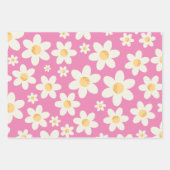 Retro Groovy Daisy Wrapping Paper Sheets - Pink Bo Geschenkpapier Set (Vorderseite)