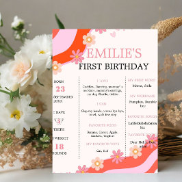 Retro Groovy DaisyBaby 1. Geburtstags-Milestone-Ze Sockelschild