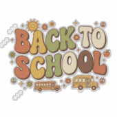 Retro Groovy Design für den Schulbeginn Aufkleber (Vorderseite)