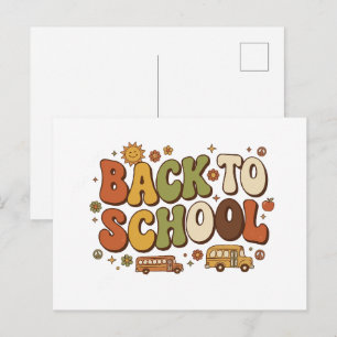 Retro Groovy Design für den Schulbeginn Postkarte