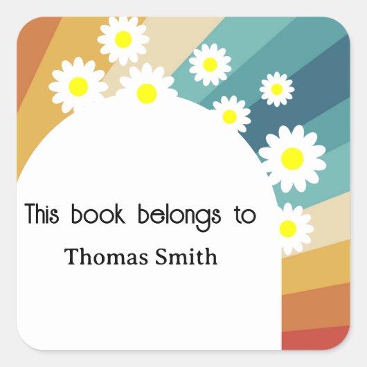 Retro Groovy - Dieses Buch gehört Quadratischer Aufkleber (Vorderseite)