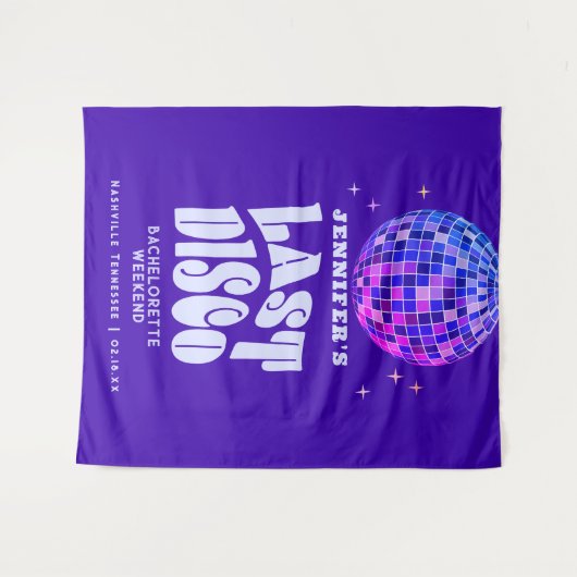 Retro Groovy Disco Bachelorette Wandteppich (Vorderseite (Horizontal))