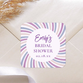 Retro Groovy Disco Bridal Shower Quadratischer Aufkleber