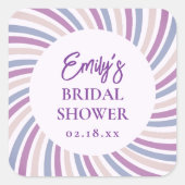 Retro Groovy Disco Bridal Shower Quadratischer Aufkleber (Vorderseite)