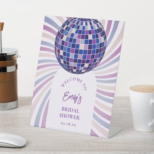 Retro Groovy Disco Bridal Shower Welcome Sockelschild (In SItu)