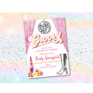Retro Groovy Disco Einladung