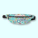 Retro Groovy Dot Muster Bauchtasche<br><div class="desc">Dieses stilvolle Fanny Pack zeichnet sich durch ein trendiges Retro-Punktmuster in rauschigen Farben aus, und Ihren Namen oben. Die Tasche ist mit einem verstellbaren schwarzen Taillengurt, einem Reißverschluss und einer Größe von 14, 5" x 6" ausgestattet. Mesh Divider, drei Kartenhalter und innen eine innere Reißverschlusstasche, auf der Rückseite befindet sich...</div>