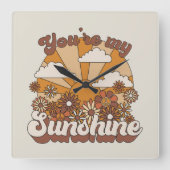 Retro Groovy | Du bist mein Sonnenschein Quadratische Wanduhr (Vorderseite)