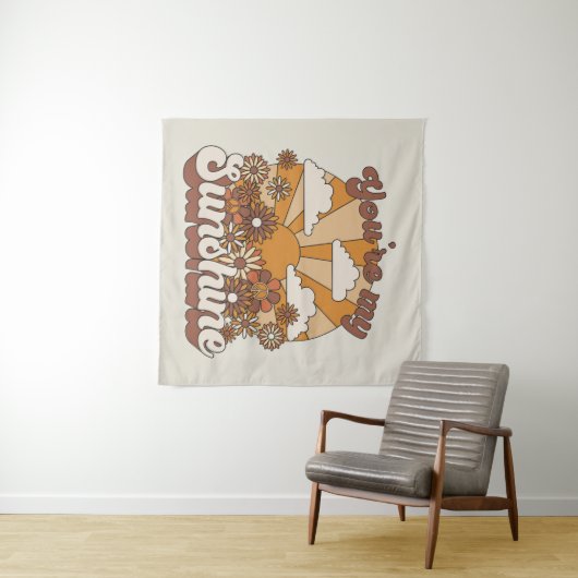 Retro Groovy | Du bist mein Sonnenschein Wandteppich (Beispiel (Horizontal))