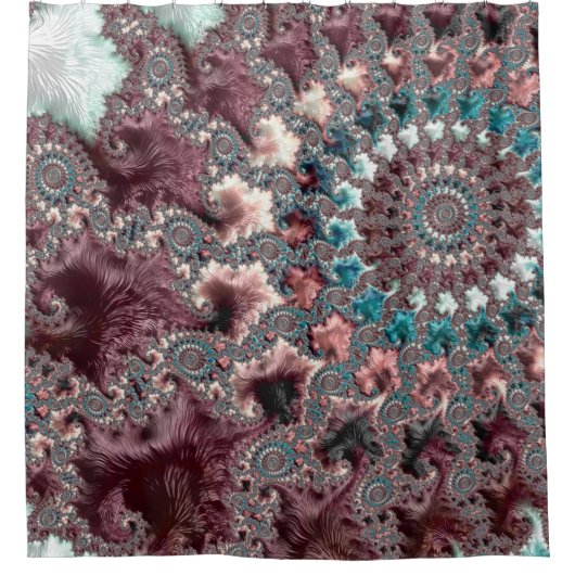 Retro Groovy Eclectic Bohemisch Spiral Fraktal Duschvorhang (Vorderseite)