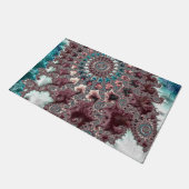 Retro Groovy Eclectic Bohemisch Spiral Fraktal Fußmatte (Schrägansicht)