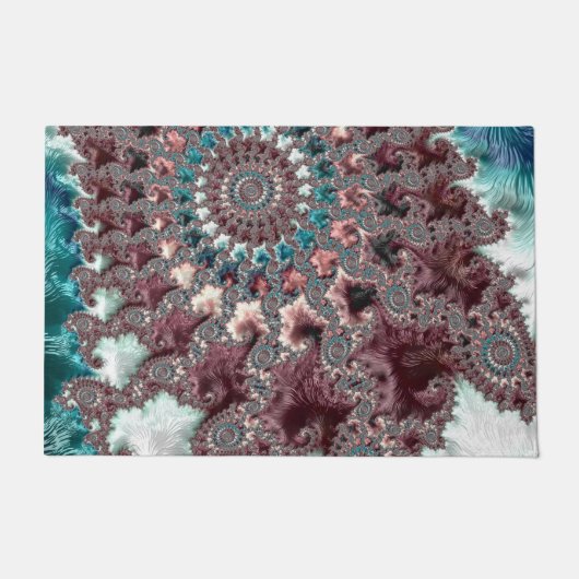 Retro Groovy Eclectic Bohemisch Spiral Fraktal Fußmatte (Vorderseite)