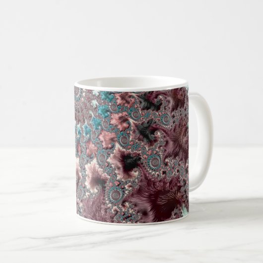 Retro Groovy Eclectic Bohemisch Spiral Fraktal Kaffeetasse (VorderseiteRechts)