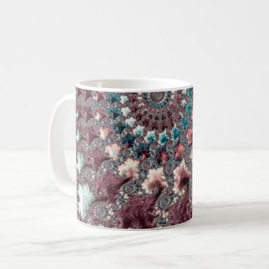Retro Groovy Eclectic Bohemisch Spiral Fraktal Kaffeetasse (Vorderseite Links)