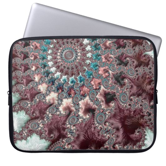 Retro Groovy Eclectic Bohemisch Spiral Fraktal Laptopschutzhülle (Vorderseite)