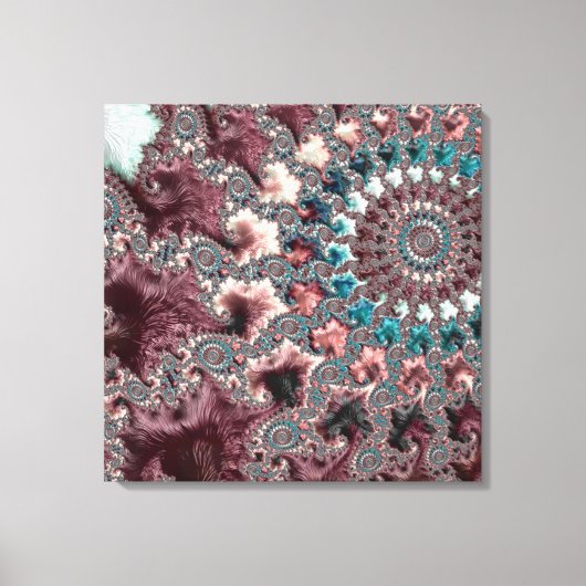 Retro Groovy Eclectic Bohemisch Spiral Fraktal Leinwanddruck (Vorderseite)