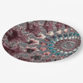 Retro Groovy Eclectic Bohemisch Spiral Fraktal Pappteller (Schrägansicht)