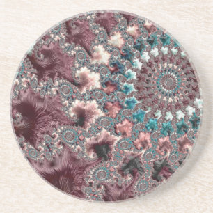 Retro Groovy Eclectic Bohemisch Spiral Fraktal Sandstein Untersetzer