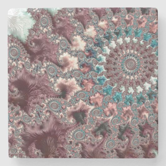 Retro Groovy Eclectic Bohemisch Spiral Fraktal Steinuntersetzer (Vorderseite)