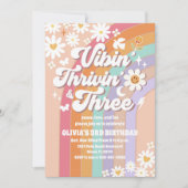 Retro-Groovy-Einladung zum 3. Geburtstag Einladung (Vorderseite)