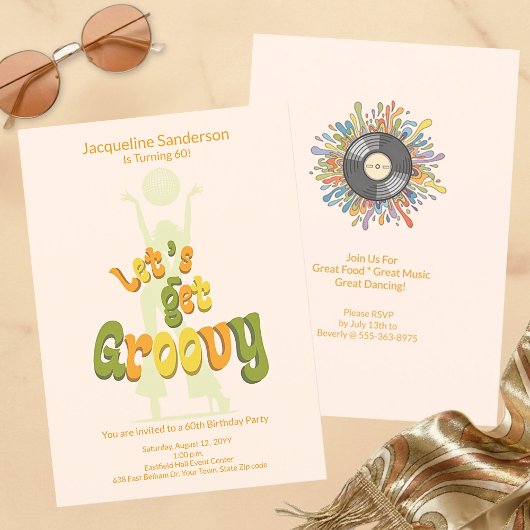 Retro Groovy Einladung zum 60. Geburtstag