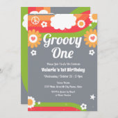 Retro Groovy Einladung zum Geburtstag (Vorne/Hinten)