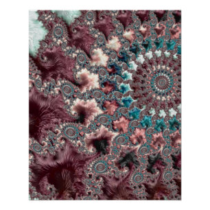 Retro Groovy Eklektischer Bohemian Spiral Fraktal Poster