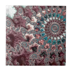 Retro Groovy Eklektischer Bohemian Spiralfraktal Fliese