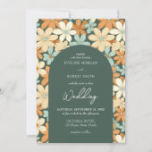 Retro Groovy Elfenbein, blassgelbe Blume Einladung (Vorderseite)