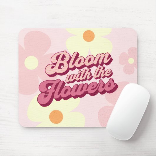 Retro Groovy Erblühe mit den Blumen Mousepad (Mit Mouse)