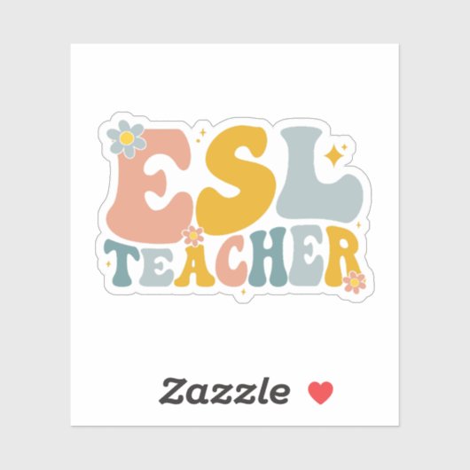 Retro Groovy ESL Lehrer Wertgutschein Aufkleber (Blatt)