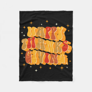Retro Groovy Fall Dankend Vibes Happy Thanksgivin Fleecedecke