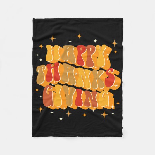 Retro Groovy Fall Dankend Vibes Happy Thanksgivin Fleecedecke (Vorderseite)