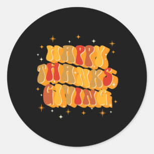 Retro Groovy Fall Dankend Vibes Happy Thanksgivin Runder Aufkleber