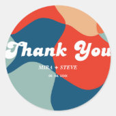 Retro groovy farbenfrohe Dankeschön Hochzeit Runder Aufkleber (Vorderseite)