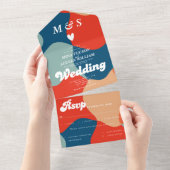 Retro Groovy farbenfrohe Hochzeit All In One Einladung (Abreißen)