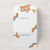 Retro Groovy farbenfrohe Hochzeit All In One Einladung (Außenbereich)