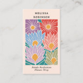 Retro Groovy Farbige Blumen QR-Code Florist Visitenkarte (Vorderseite)
