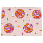Retro Groovy Farbige Disco-Kugeln Muster Große Geschenktüte (Rückseite)