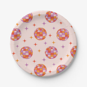 Retro Groovy Farbige Disco-Kugeln Muster Pappteller