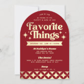 Retro Groovy Favorite Things Holiday Party Einladung (Vorderseite)