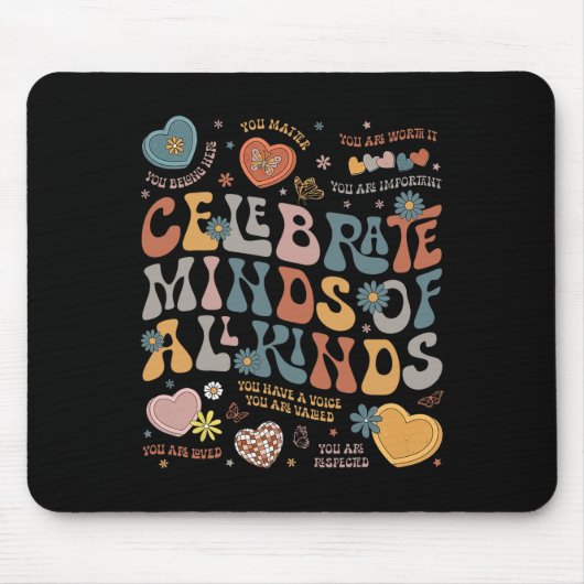 Retro Groovy Feiert Köpfe Aller Art Autismus A Mousepad (Vorne)