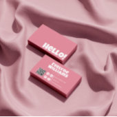 Retro Groovy Feminine Pink QR Code Visitenkarte