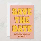 Retro Groovy Fette und Helle Boho-Hochzeit-Qr-Code Save The Date (Vorderseite)