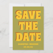 Retro Groovy Fette und Helle Boho-Hochzeit-Qr-Code Save The Date (Vorderseite)